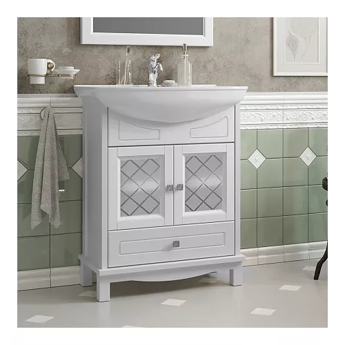 Тумба с раковиной OPADIRIS  Омега  белый матовый, Выбрать цвет: Белый матовый, Выбрать размер: 65, изображение 5