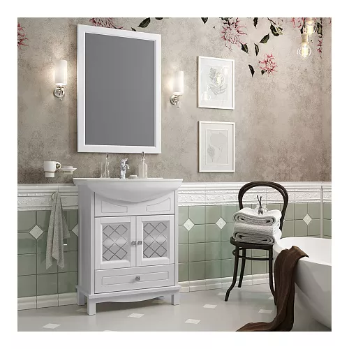 Тумба с раковиной OPADIRIS  Омега  белый матовый, Выбрать цвет: Белый матовый, Выбрать размер: 65, изображение 6