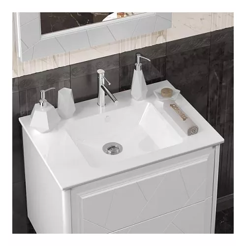 Тумба с раковиной  OPADIRIS Луиджи белый, Выбрать цвет: Белый, Выбрать размер: 70, изображение 3