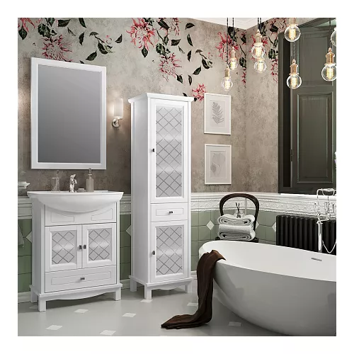 Зеркало OPADIRIS Омега белый матовый, Выбрать цвет: Белый матовый, Выбрать размер: 65, изображение 3