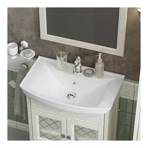 Тумба с раковиной OPADIRIS  Омега  слон.кость, Выбрать цвет: Слоновая кость, Выбрать размер: 65, изображение 5