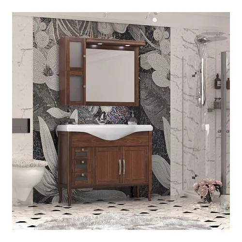 Тумбы с раковиной OPADIRIS Мираж  светлый орех/серебро, Выбрать цвет: Светлый орех, Выбрать размер: 100, изображение 4