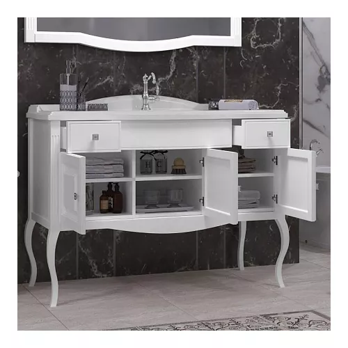 Тумба напольная с раковиной OPADIRIS Лаура -120  Белый матовый/swarovski хром, Выбрать цвет: Белый / Хром, Выбрать размер: 120, изображение 4