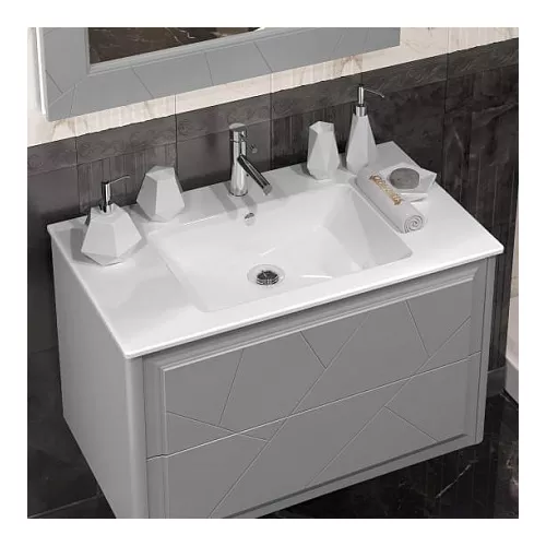 Тумба с раковиной  OPADIRIS Луиджи серый, Выбрать цвет: Серый, Выбрать размер: 90, изображение 3