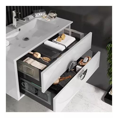 Тумба с раковиной подвесная  OPADIRIS Ибица-90 Белый/Хром, Выбрать цвет: Белый/хром, Выбрать размер: 90, изображение 4