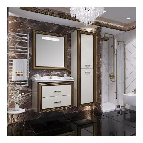 Пенал OPADIRIS Карат Бежевый глянцевый с золотой патиной, универсальный, Выбрать цвет: Золото, изображение 4