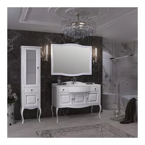 Тумба напольная с раковиной OPADIRIS Лаура -120  Белый матовый/swarovski хром, Выбрать цвет: Белый / Хром, Выбрать размер: 120, изображение 7