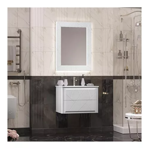 Тумба с раковиной  OPADIRIS Луиджи белый, Выбрать цвет: Белый, Выбрать размер: 70, изображение 7