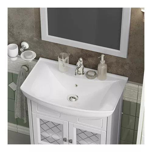 Тумба с раковиной OPADIRIS  Омега  белый матовый, Выбрать цвет: Белый матовый, Выбрать размер: 65, изображение 3