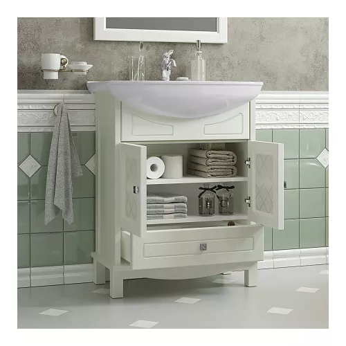 Тумба с раковиной OPADIRIS  Омега  слон.кость, Выбрать цвет: Слоновая кость, Выбрать размер: 65, изображение 3