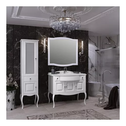 Пенал напольный OPADIRIS Лаура левый белый матовый/swarovski хром, Ориентация: Левая, Выбрать цвет: Белый/хром, изображение 4