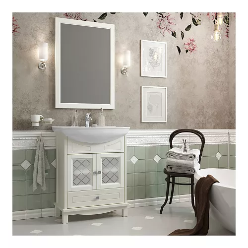 Тумба с раковиной OPADIRIS  Омега  слон.кость, Выбрать цвет: Слоновая кость, Выбрать размер: 65, изображение 7