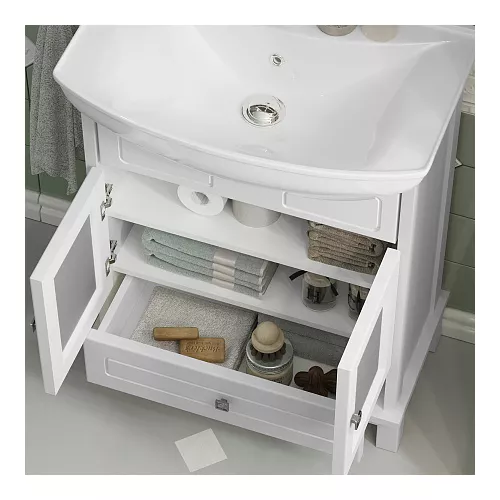 Тумба с раковиной OPADIRIS  Омега  белый матовый, Выбрать цвет: Белый матовый, Выбрать размер: 65, изображение 4