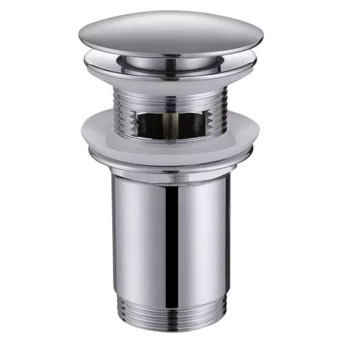 Донный клапан ABBER AF0010 с переливом, клик-клак, хром, Выбрать цвет: Хром