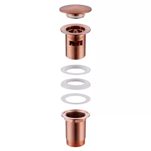 Донный клапан ABBER AF0010MRG с переливом, клик-клак, розовое золото матовое, Выбрать цвет: розовое золото матовое, изображение 2