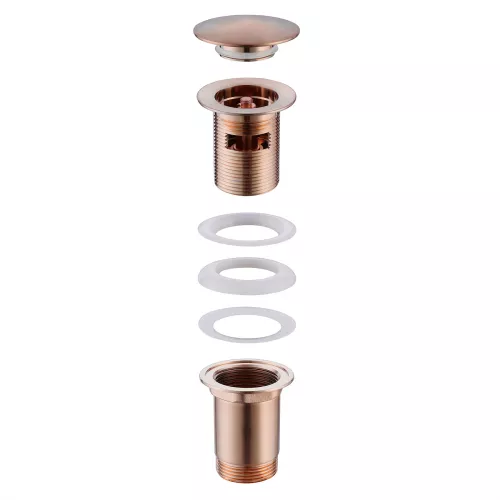 Донный клапан ABBER AF0010RG с переливом, клик-клак, розовое золото, Выбрать цвет: Розовое золото, изображение 2