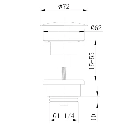 Донный клапан ABBER AF0012 без перелива, фиксированный, хром, Выбрать цвет: Хром, изображение 2