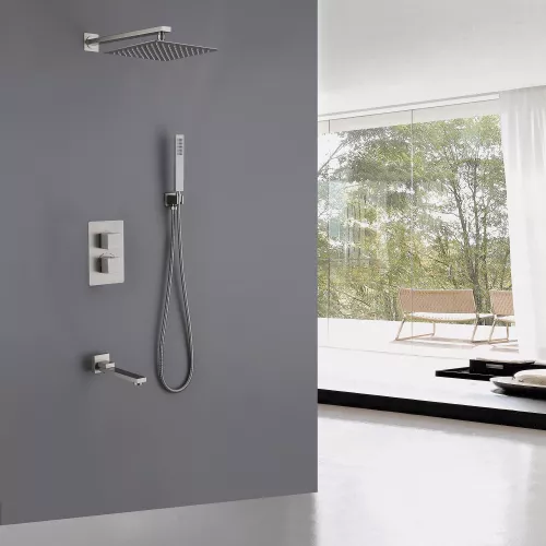 Душевая система ABBER Daheim AF8250SP скрытого монтажа с изливом, термостат, сатин, Выбрать цвет: Сатин, изображение 2