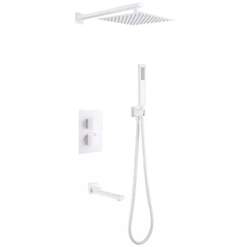 Душевая система ABBER Daheim AF8250W скрытого монтажа с изливом, термостат, белая матовая, Выбрать цвет: Белый матовый