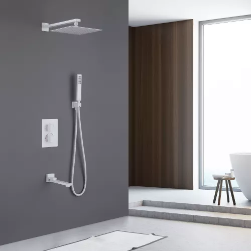 Душевая система ABBER Daheim AF8250W скрытого монтажа с изливом, термостат, белая матовая, Выбрать цвет: Белый матовый, изображение 2