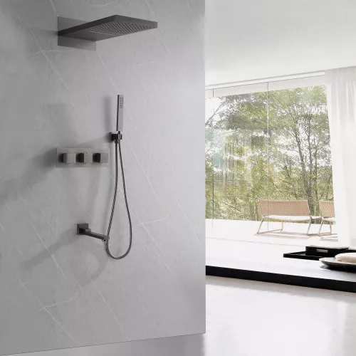 Душевая система ABBER Daheim AF8253NG скрытого монтажа с изливом, термостат, никель, Выбрать цвет: Никель, изображение 2