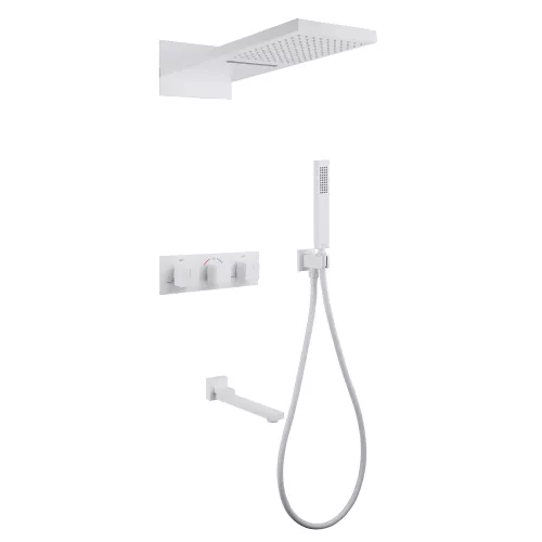 Душевая система ABBER Daheim AF8253W скрытого монтажа с изливом, термостат, белый матовый, Выбрать цвет: Белый матовый