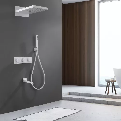 Душевая система ABBER Daheim AF8253W скрытого монтажа с изливом, термостат, белый матовый, Выбрать цвет: Белый матовый, изображение 2