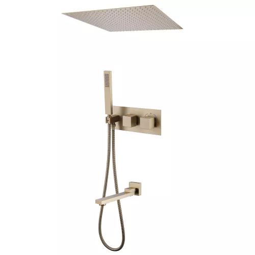 Душевая система ABBER Daheim AF8254G скрытого монтажа с изливом, термостат, золото матовое, Выбрать цвет: Золото матовое