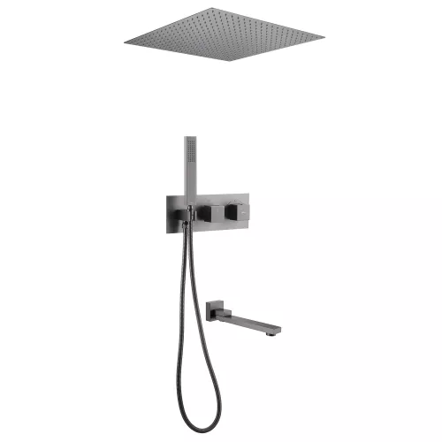 Душевая система ABBER Daheim AF8254NG скрытого монтажа с изливом, термостат, никель, Выбрать цвет: Никель