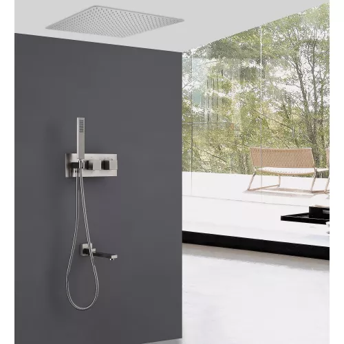 Душевая система ABBER Daheim AF8254SP скрытого монтажа с изливом, термостат, сатин, Выбрать цвет: Сатин, изображение 2