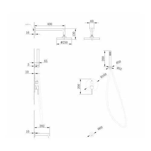 Душевая система ABBER Emotion AF8817NG скрытого монтажа с изливом, никель, Выбрать цвет: Никель, изображение 3
