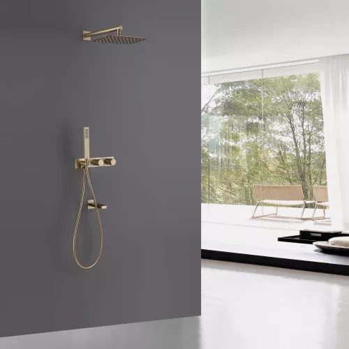 Душевая система ABBER Rund AF8717G скрытого монтажа с изливом, золотое матовое, Выбрать цвет: Золото матовое, изображение 2