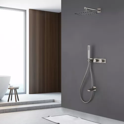 Душевая система ABBER Rund AF8717SP скрытого монтажа с изливом, сатин, Выбрать цвет: Сатин, изображение 2