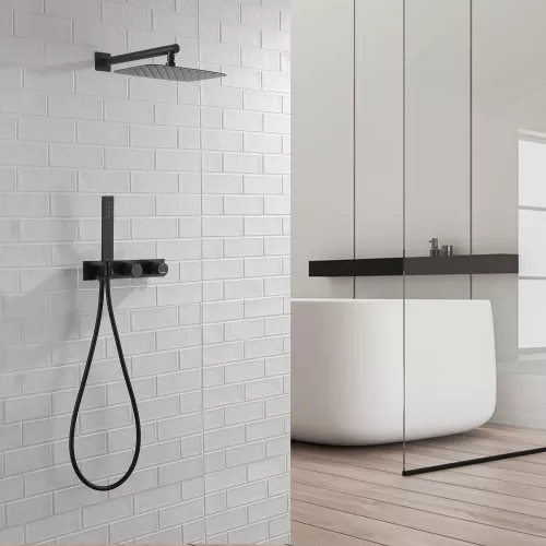 Душевая система ABBER Rund AF8718B скрытого монтажа без излива, черный матовый, Выбрать цвет: Черный матовый, изображение 2