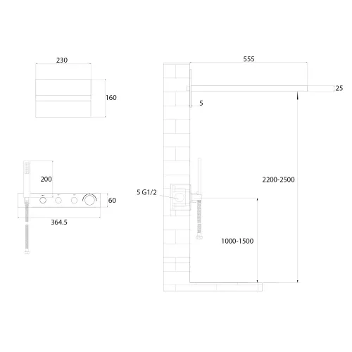 Душевая система ABBER Rund AF8752SP скрытого монтажа без излива, термостат, сатин, Выбрать цвет: Сатин, изображение 3