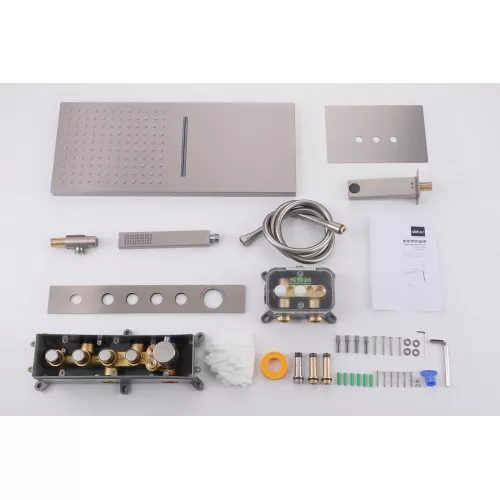 Душевая система ABBER Rund AF8753SP скрытого монтажа с изливом, термостат, сатин, Выбрать цвет: Сатин, изображение 3