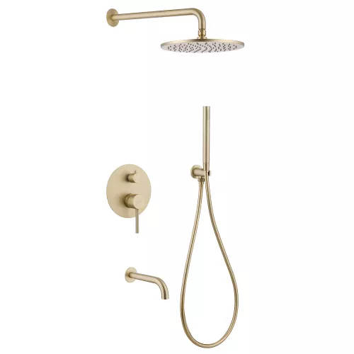 Душевая система ABBER Wasser Kreis AF8117G скрытого монтажа с изливом, золото матовое, Выбрать цвет: Золото матовое