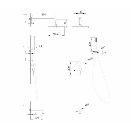 Душевая система ABBER Wasser Kreis AF8117G скрытого монтажа с изливом, золото матовое, Выбрать цвет: Золото матовое, изображение 3
