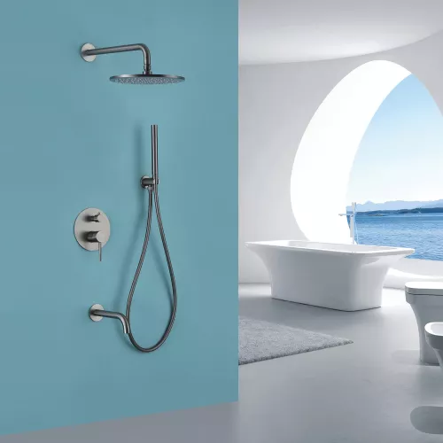 Душевая система ABBER Wasser Kreis AF8117NG скрытого монтажа с изливом, никель, Выбрать цвет: Никель, изображение 2