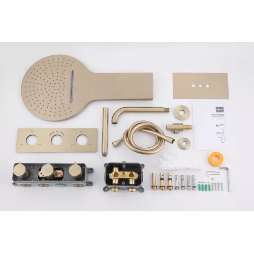 Душевая система ABBER Wasser Kreis AF8150G скрытого монтажа с изливом, термостат, золото матовое, Выбрать цвет: Золото матовое, изображение 3