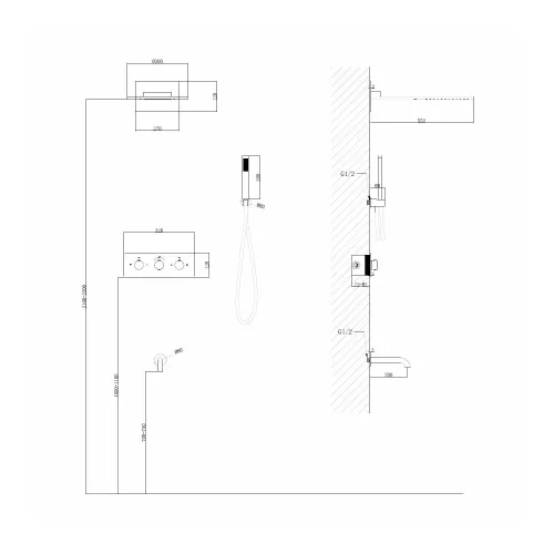 Душевая система ABBER Wasser Kreis AF8150G скрытого монтажа с изливом, термостат, золото матовое, Выбрать цвет: Золото матовое, изображение 4