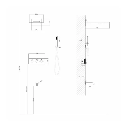 Душевая система ABBER Wasser Kreis AF8150NG скрытого монтажа с изливом, термостат, никель, Выбрать цвет: Никель, изображение 3