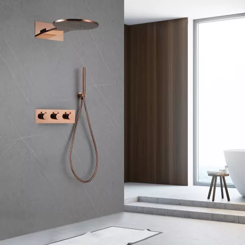 Душевая система ABBER Wasser Kreis AF8151RG скрытого монтажа без излива, термостат, розовое золото, Выбрать цвет: Розовое золото, изображение 2