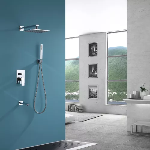 Душевая система ABBER Weiss Insel AF8017 скрытого монтажа с изливом, хром, Выбрать цвет: Хром, изображение 2