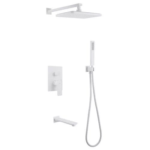 Душевая система ABBER Weiss Insel AF8017FW скрытого монтажа с изливом, белый матовый, Выбрать цвет: Белый матовый