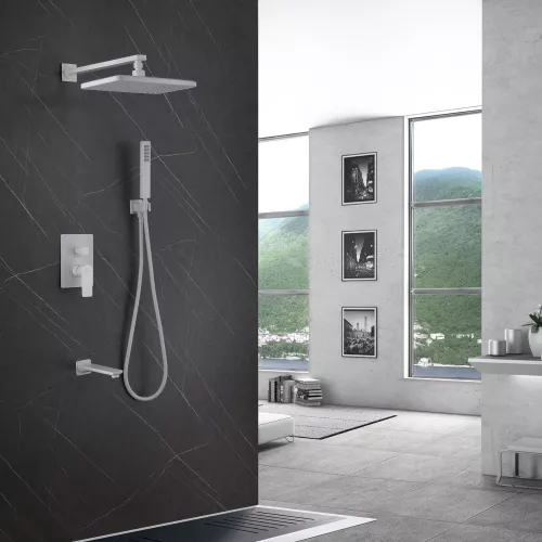 Душевая система ABBER Weiss Insel AF8017FW скрытого монтажа с изливом, белый матовый, Выбрать цвет: Белый матовый, изображение 2