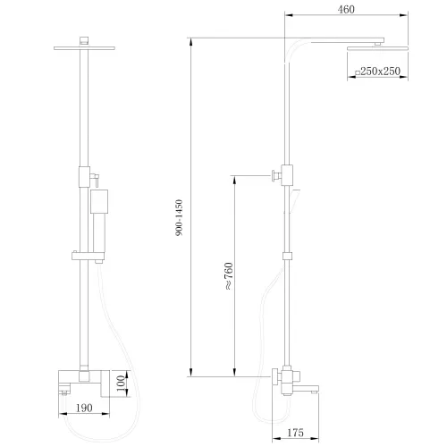 Душевая стойка ABBER Daheim AF8216L с изливом, хром, Выбрать цвет: Хром, Регулируемая высота: 900-1450, изображение 4