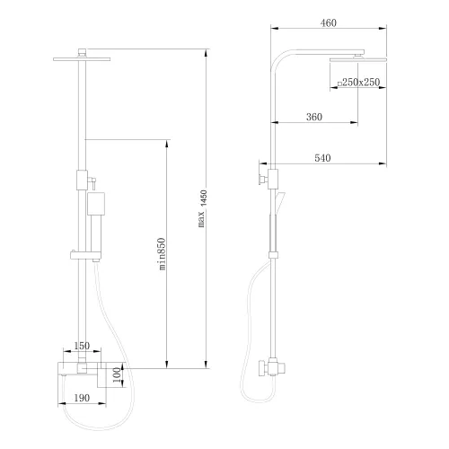 Душевая стойка ABBER Daheim AF8220BL без излива, черный матовый (в.145), Выбрать цвет: Черный матовый, изображение 3