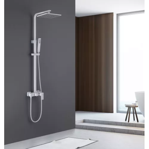 Душевая стойка ABBER Daheim AF8220WL без излива, белая матовая (в.145), Выбрать цвет: Белый матовый, изображение 2