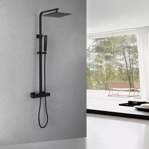 Душевая стойка ABBER Daheim AF8260B с термостатом без излива, черный матовый, Выбрать цвет: Черный матовый, изображение 2